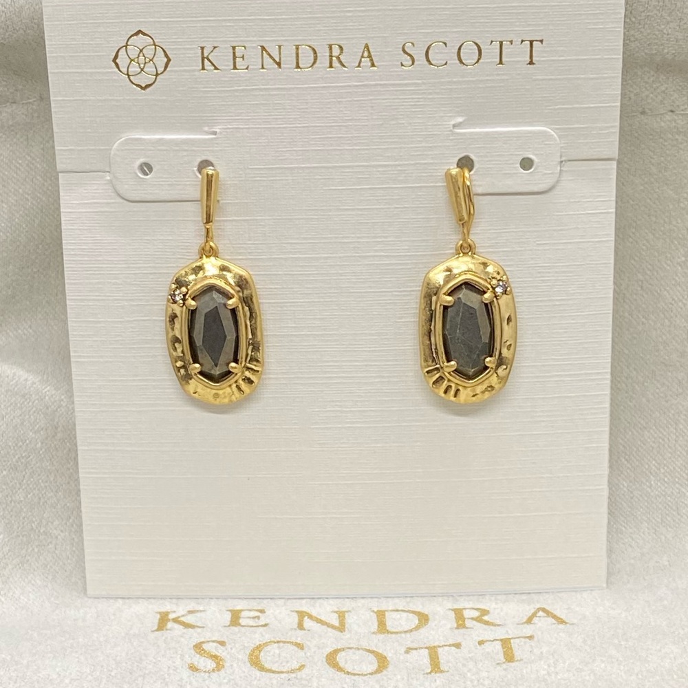 New Kendra Scott Vintage Gold Anna Earrings in Pyrite